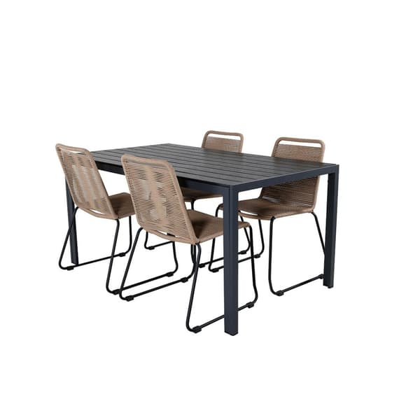 BreakLindos hagesett 1 spisebord, 4 stoler svart.