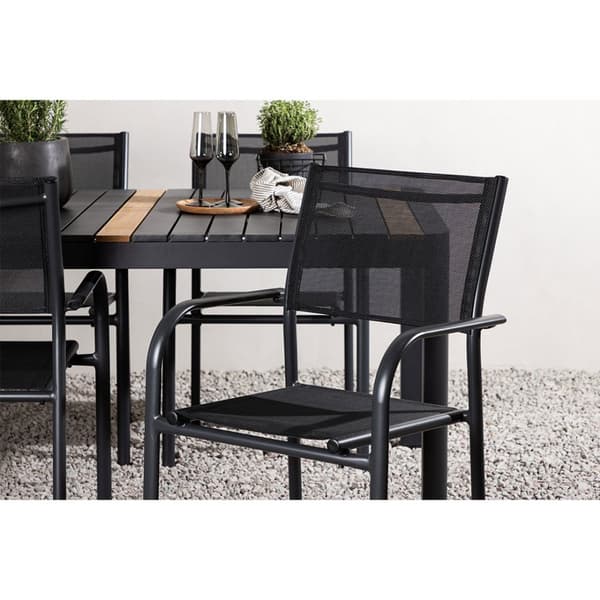 TogoSantorini hagesett 1 spisebord, 4 stoler svart.