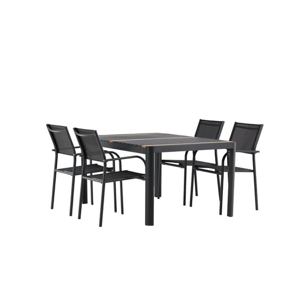 TogoSantorini hagesett 1 spisebord, 4 stoler svart.