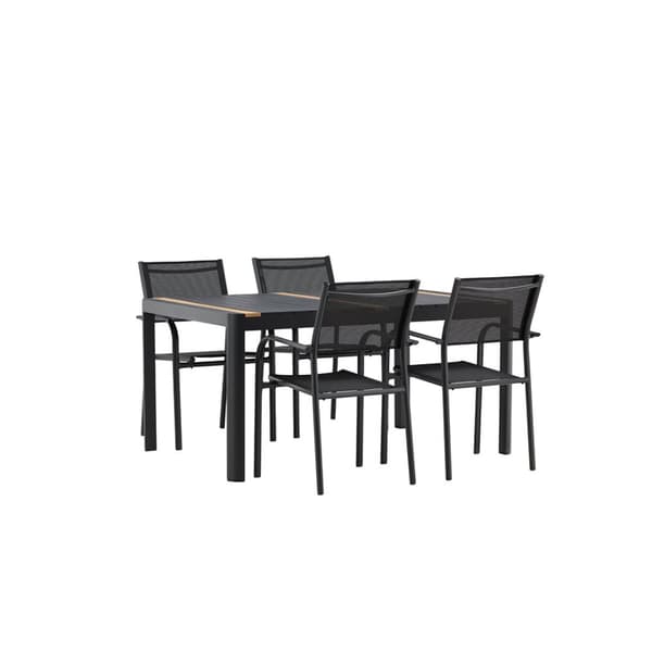 TogoSantorini hagesett 1 spisebord, 4 stoler svart.