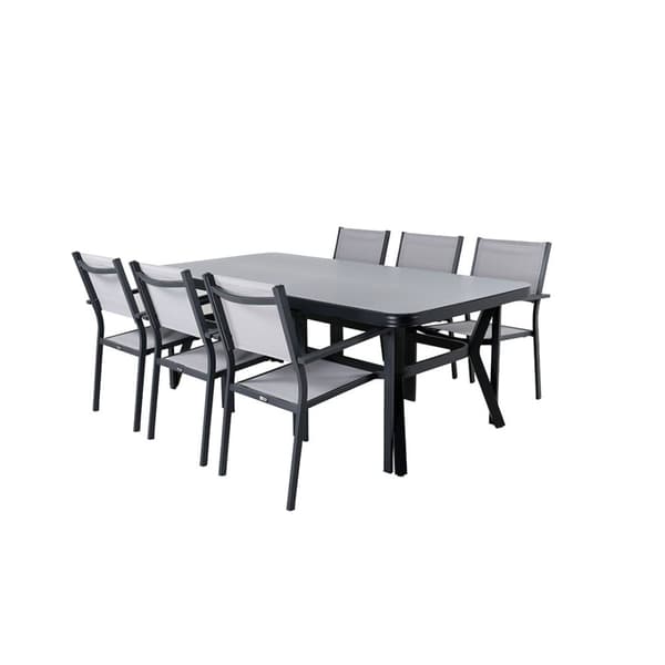 ViryaCopacabana hagesett 1 spisebord, 6 stoler svart.