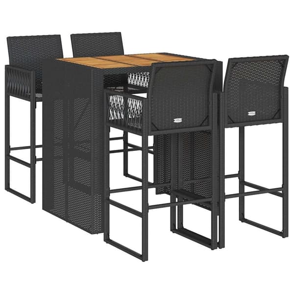 vidaXL Hagebarsett uten puter 5 deler svart polyrotting akasie