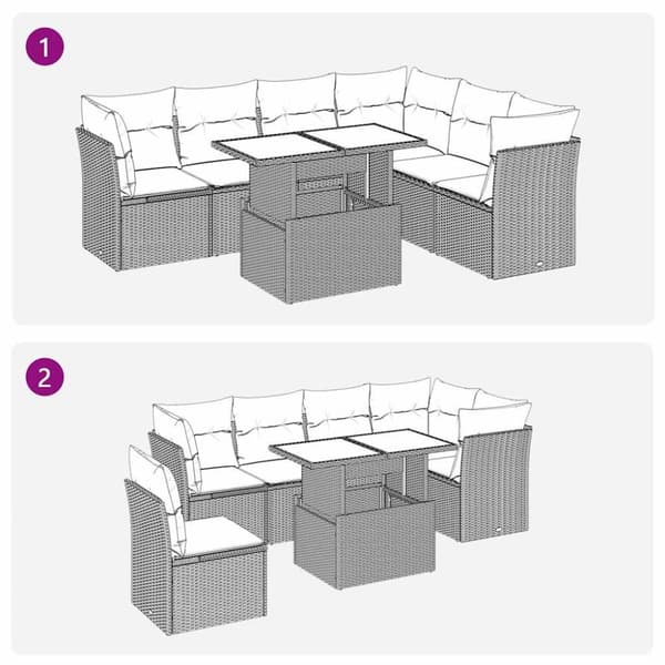 vidaXL Hagesofaer med puter 7 deler grå polyrotting akasie