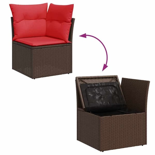 vidaXL Hagesofaer med puter 8 deler brun polyrotting akasie