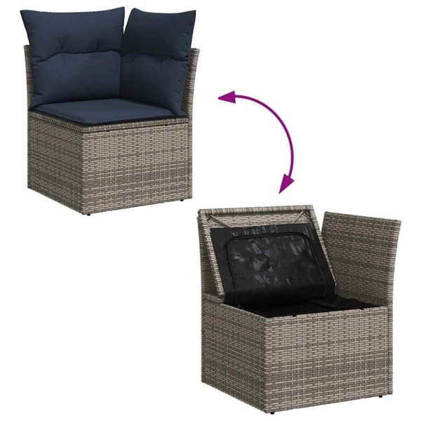 vidaXL sofasæt 5 dele med hynder polyrattan akacietræ grå