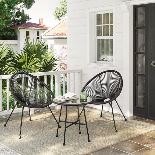 Trädgårdsmöbelset, Acapulco, 3-delat set, Svart.