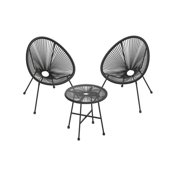 Trädgårdsmöbelset, Acapulco, 3-delat set, Svart.
