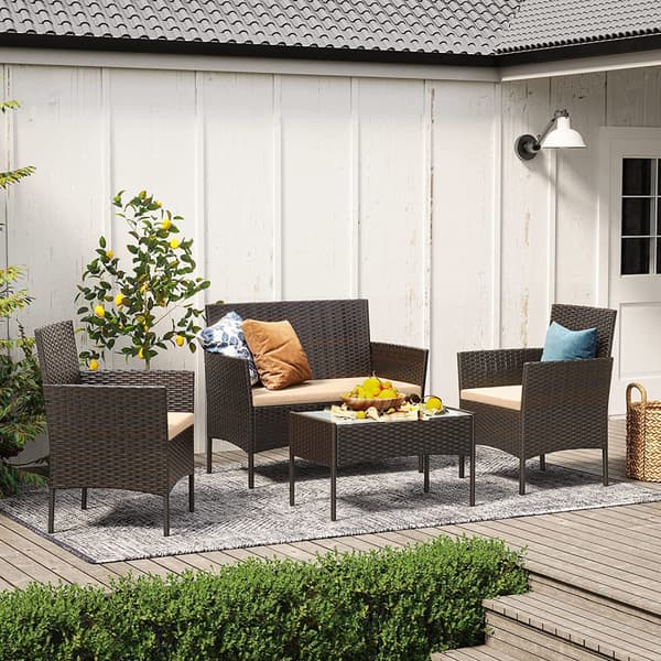 Trädgårdsmöbelset, SONGMICS, 56,5x54,5x81,5 cm, Brun, Taupe.