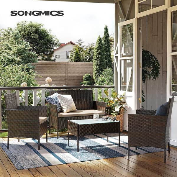 Trädgårdsmöbelset, SONGMICS, 56,5x54,5x81,5 cm, Brun, Taupe.