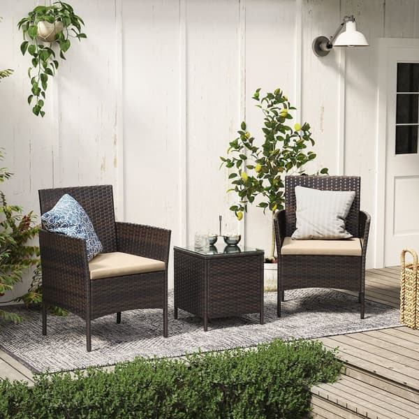 Trädgårdsmöbel-set, SONGMICS, GGF003B01, 56,5x54,5x81,5 cm, Svart-Taupe.