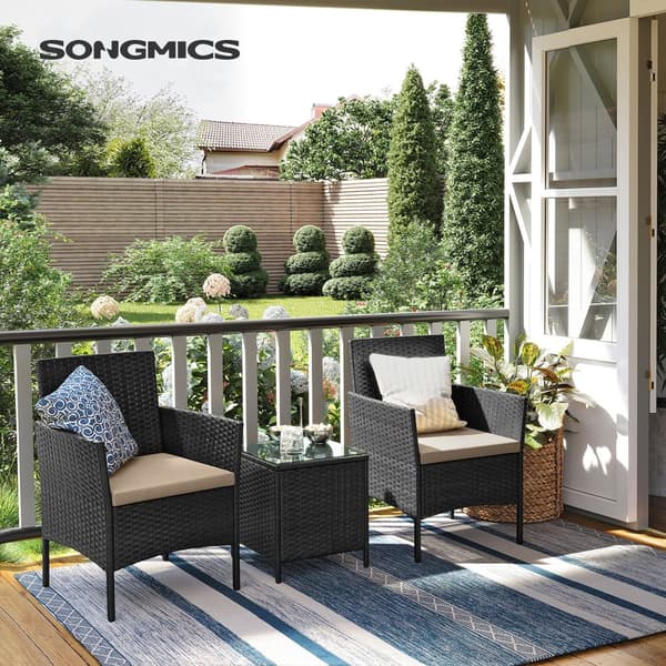 Havemøbelsæt, SONGMICS, Lounge-sæt, Sort-Taupe.