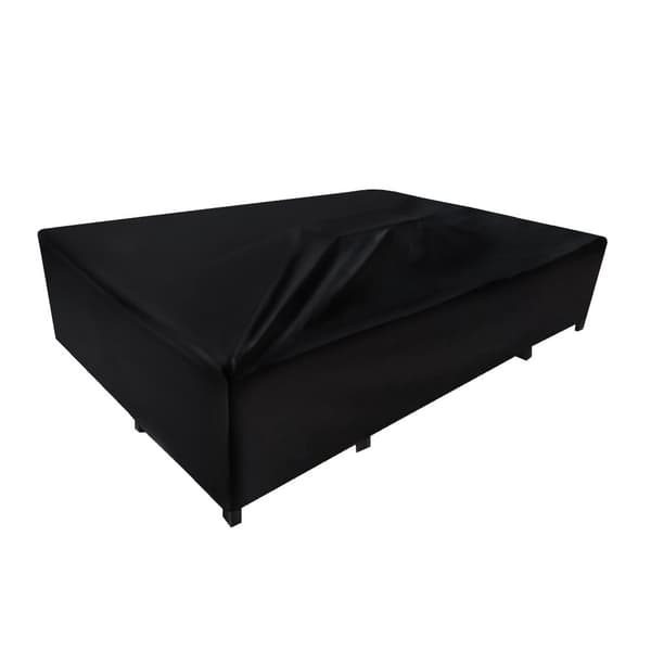 Modulärt Trädgårdsmöbelset 8-sitsig Soffa & Bord med Gas Eldstad 9-delad VIT Lounge Möbel Aluminium Utomhus Terrass Altan Möbelgrupp Regnskydd