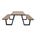 Miniatyrbillede 3 af 7: AXI Nori Picknickbord med 2 Bänkar i Antracit &amp; Teak-look for 6 Personer | Picknickbord / Picknickbord av Aluminium &amp; Polywood | 200x190 cm