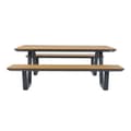 Miniatyrbillede 4 af 7: AXI Nori Picknickbord med 2 Bänkar i Antracit &amp; Teak-look for 6 Personer | Picknickbord / Picknickbord av Aluminium &amp; Polywood | 200x190 cm