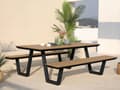 Miniatyrbillede 6 af 7: AXI Nori Picknickbord med 2 Bänkar i Antracit &amp; Teak-look for 6 Personer | Picknickbord / Picknickbord av Aluminium &amp; Polywood | 200x190 cm