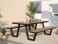 Miniatyrbillede 7 af 7: AXI Nori Picknickbord med 2 Bänkar i Antracit &amp; Teak-look for 6 Personer | Picknickbord / Picknickbord av Aluminium &amp; Polywood | 200x190 cm