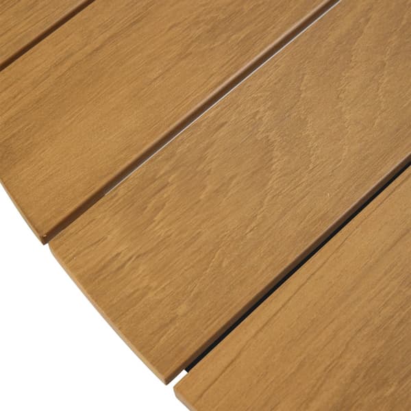 AXI Taco runt picknickbord med 2 bänkar i antracit & teak-look för 6 personer | Picknickbord / Runda picknickbord av aluminium & polywood | Set för