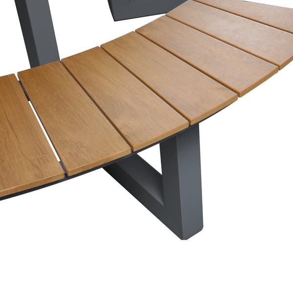AXI Taco runt picknickbord med 2 bänkar i antracit & teak-look för 6 personer | Picknickbord / Runda picknickbord av aluminium & polywood | Set för