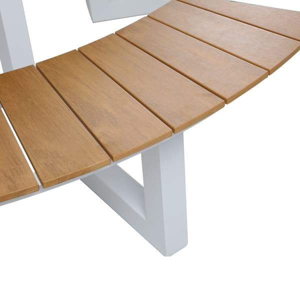 AXI Taco Runda Picknickbord med 2 Bänkar i Vit &amp; Teak-look for 6 Personer | Picknickbord / Runda Picknickbord av Aluminium &amp; Polywood | Set