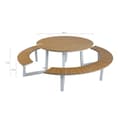 Miniatyrbillede 7 af 7: AXI Taco Runda Picknickbord med 2 Bänkar i Vit &amp; Teak-look for 6 Personer | Picknickbord / Runda Picknickbord av Aluminium &amp; Polywood | Set