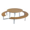 Miniatyrbillede 1 af 7: AXI Taco Runda Picknickbord med 2 Bänkar i Vit &amp; Teak-look for 6 Personer | Picknickbord / Runda Picknickbord av Aluminium &amp; Polywood | Set
