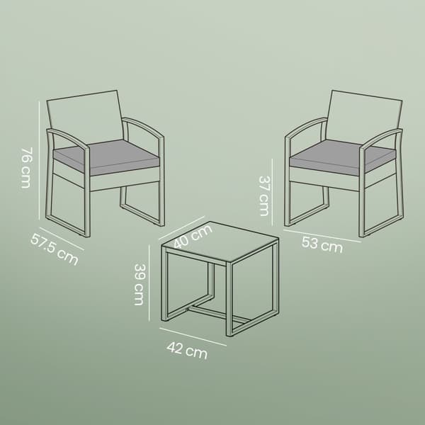Garden Furniture Set - PE Polyrattan Balkon Set, kompakt og stilfuld