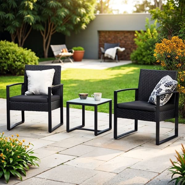 Garden Furniture Set - PE Polyrattan Balkon Set, kompakt og stilfuld