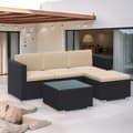Miniatyrbillede 2 af 5: Havemøbler Set-pe rattan balkon sæt med puder og glasbord-3-delt-sort