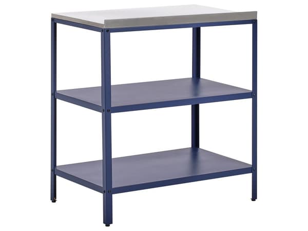 Utekjøkkenøy Blå Rustfritt stål 80 x 50 x 92 cm 2 hyller med topp Hagekjøkken Spiseplass