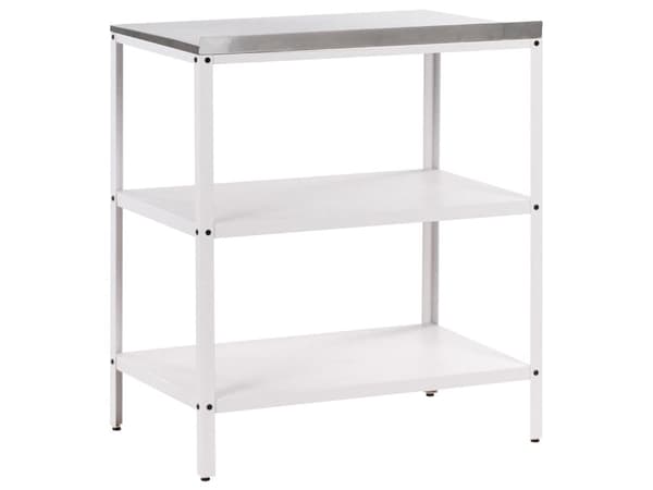 Utekjøkkenøy Hvit Rustfritt stål 80 x 50 x 92 cm 2 hyller med topp Hagekjøkken Spiseplass