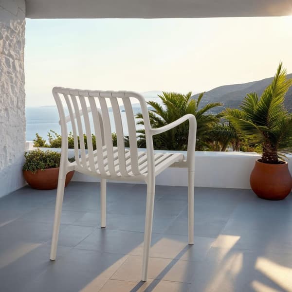 Trädgårdsstol Alcudia, väderbeständiga och stapelbara - taupe, Uppsättning om 4