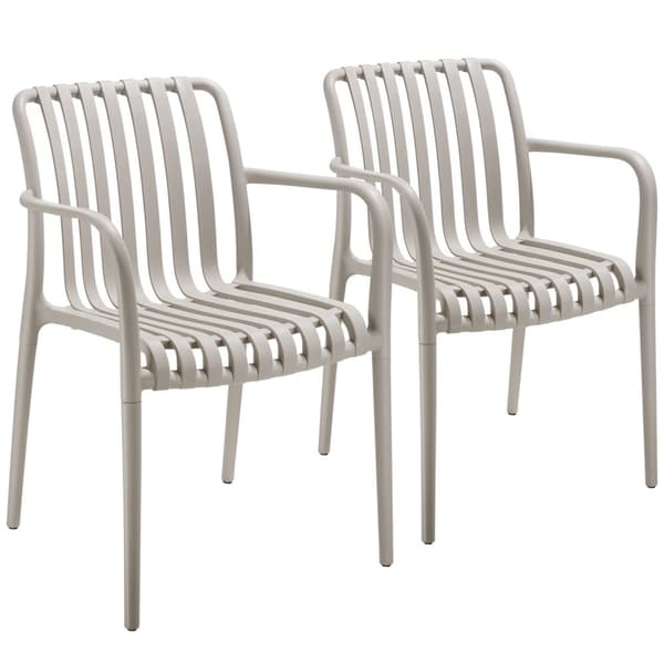 Havestole Alcudia, vejrbestandige, stabelbare - taupe,Sæt med 2 stk.