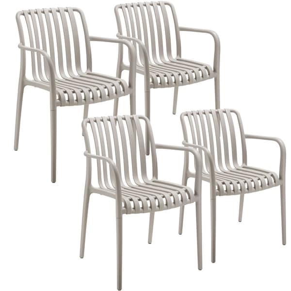 Havestole Alcudia, vejrbestandige, stabelbare - taupe,Sæt med 4 stk.