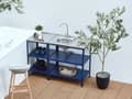 Miniatyrbillede 2 af 9: Udekøkken Bord Blå Stål Udendørs Køkkenø med Vask Rustfrit Havekøkken til Terrasse