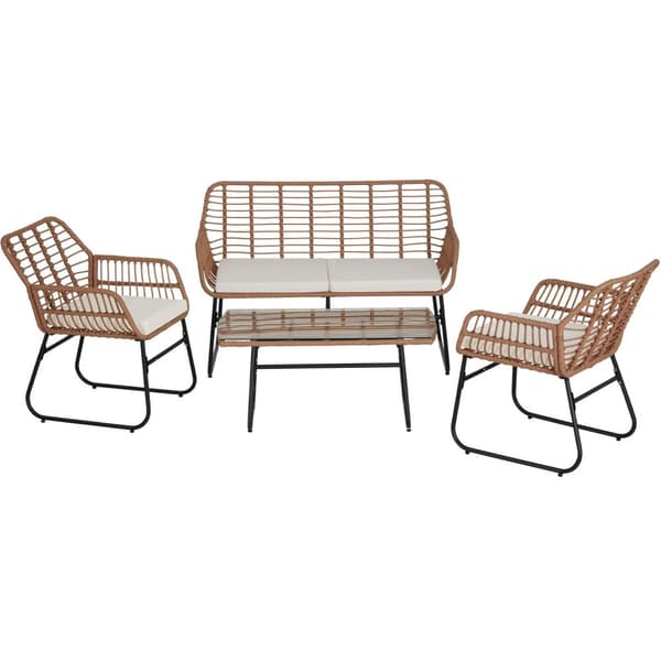 Havemøbelsæt polyrattan Molfetta XL til 4 personer - natur