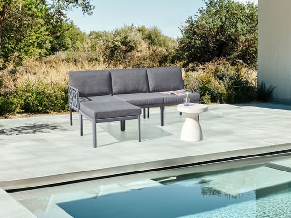 4-seters Hagesofasett Mørkegrå Syntetisk Ramme Utendørs Lenestoler 2-seters Sofa med Puter Moderne Stil