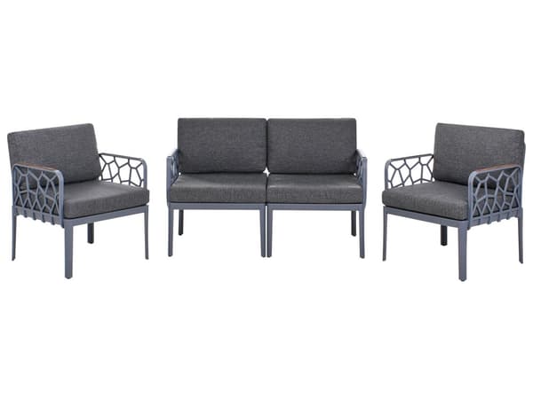 4-seters Hagesofasett Mørkegrå Syntetisk Ramme Utendørs Lenestoler 2-seters Sofa med Puter Moderne Stil