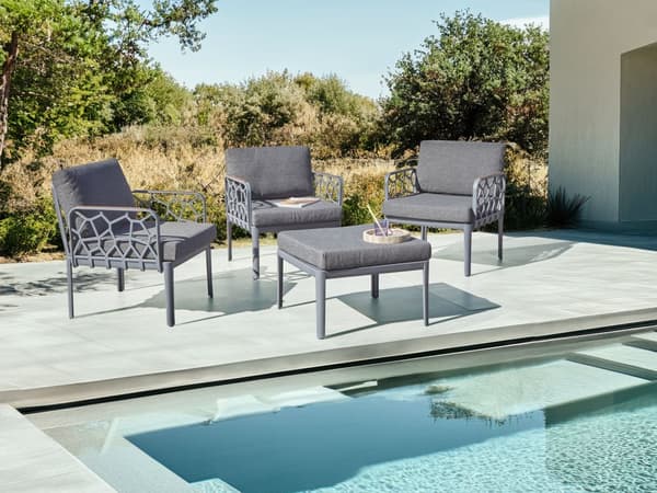 Have 4-personers sæt sort hynder syntetisk ramme 2-personers sofa patio lænestole moderne stil