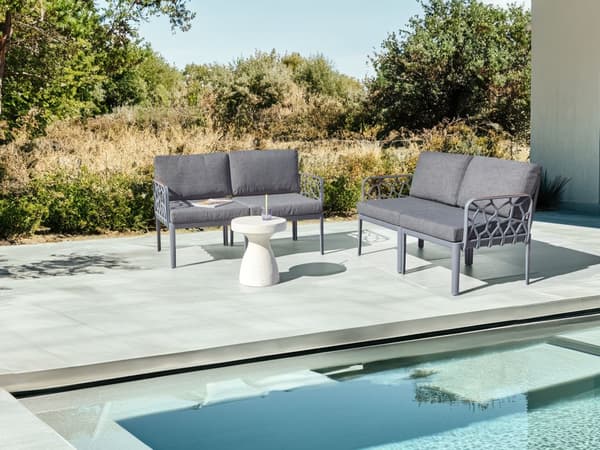 Have 4-personers sæt sort hynder syntetisk ramme 2-personers sofa patio lænestole moderne stil