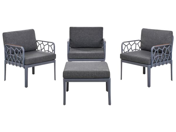 Have 4-personers sæt sort hynder syntetisk ramme 2-personers sofa patio lænestole moderne stil