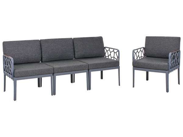 Have 4-personers sæt sort hynder syntetisk ramme 2-personers sofa patio lænestole moderne stil