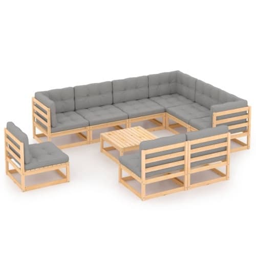 Loungegrupp för trädgården med dynor 10 delar massiv furu