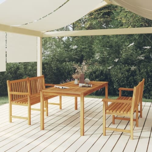 Matgrupp för trädgården 3 delar massiv teak