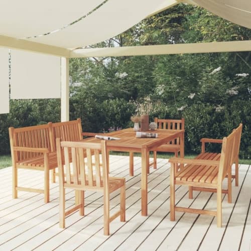 Matgrupp för trädgården 5 delar massiv teak