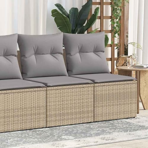 Trädgårdssoffset med dynor 2 delar beige konstrotting akaciaträ