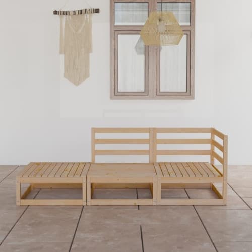 Loungegrupp 3 delar massiv furu