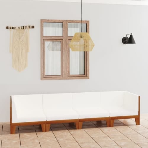 Loungegrupp för trädgården med dynor 4 delar massivt akaciaträ