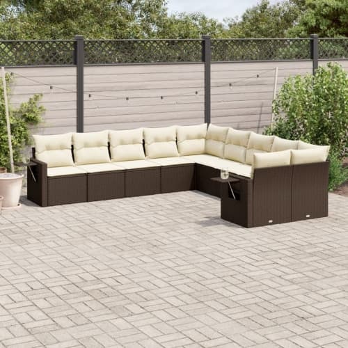 Loungegrupp 10 delar med brun dynor konstrotting