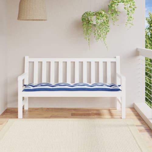 Bänkdyna för trädgården blå&vit randig 150x50x7 cm oxfordtyg