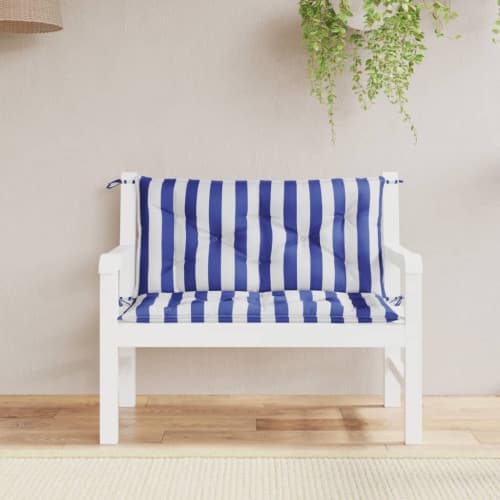 Bänkdynor 2 st blå&vit randig 100x50x7 cm tyg
